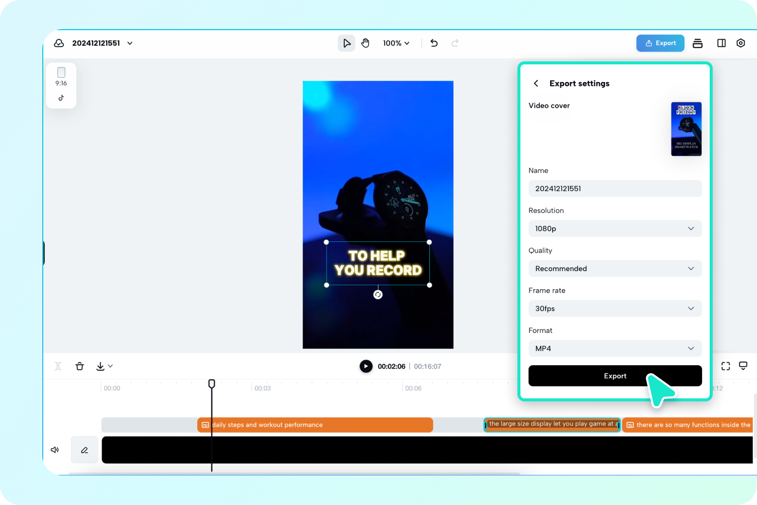 Export & share video